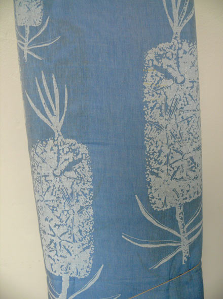 White Buttle Brush Print on Shade of Blue 2A Shot Cotton
