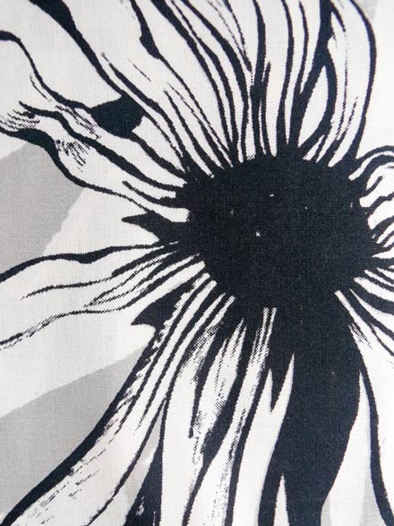 Flannel Flower - Black & White Print on Cream Shot Cotton