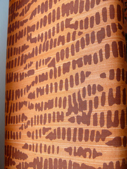 Brown Stone Edge Pattern Print on Orange Shot Cotton