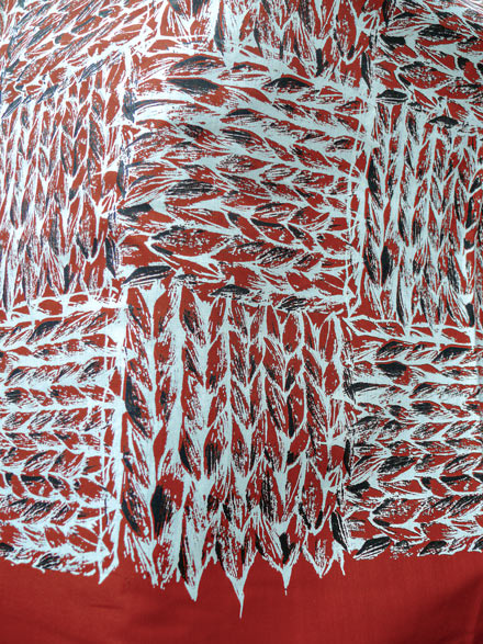 Woven Check Pattern Print on Orange Slub Cotton